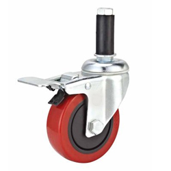 Mid duty Red PU Screw brake W/Rubber sleeve caster