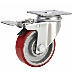 Mid duty Iron core PU Plate W/brake caster