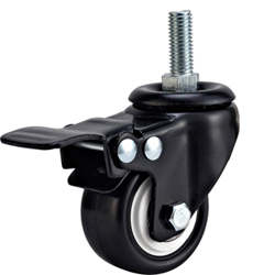 Black PU/PVC Screw W/brake caster