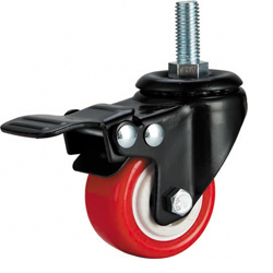 Red PU/PVC Screw W/brake caster